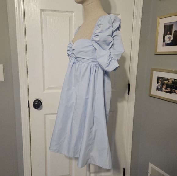 Amanda Uprichard Ariana Blue Ruched Babydoll Dress - Picture 4 of 9
